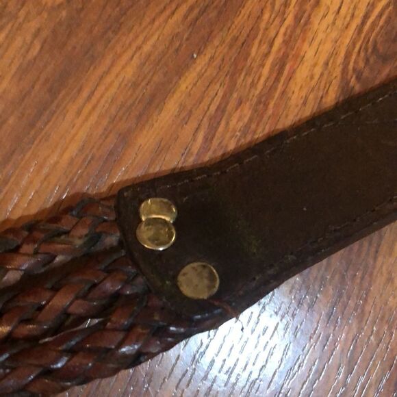 Brighton style genuine leather brown belt with silver detail. main image 11